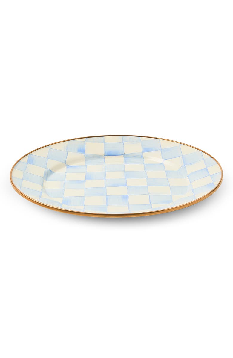 MACKENZIE CHILDS Sky Check Enameled Steel Dinner Plate, Main, color, Sky Check