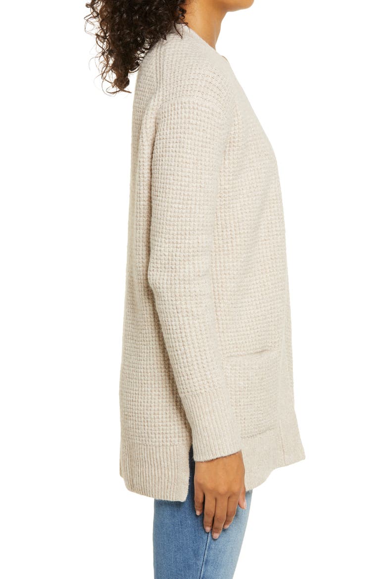 Open Front Cardigan Sweater, Alternate, color, BEIGE OATMEAL LIGHT HEATHER