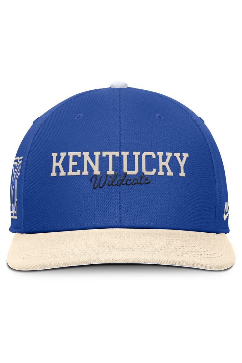 Men's Nike Royal/Cream Kentucky Wildcats Pro Legacy Script Snapback Hat, Alternate, color, Royal