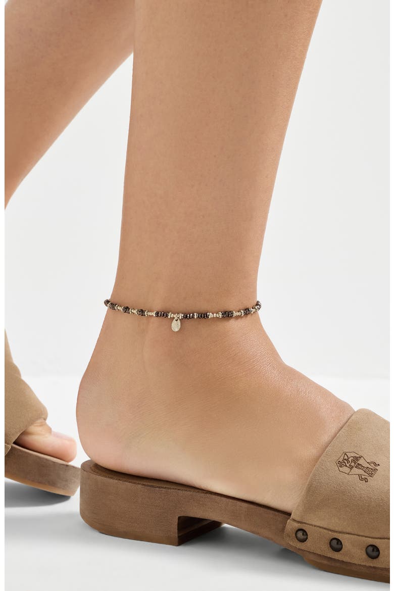 Brown Hematite and Sterling Silver anklet, Alternate, color, Light Gold