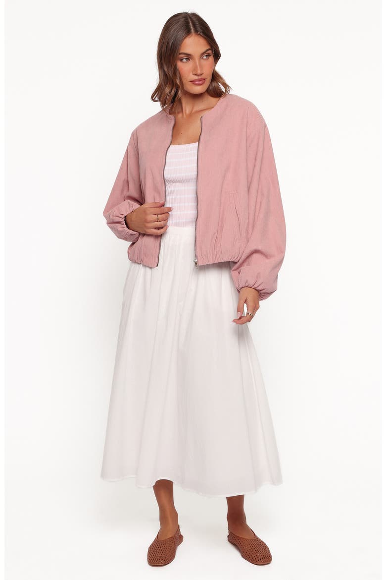 Elisa Cropped Corduroy Bomber Jacket, Alternate, color, DUSTY PINK CORDUROY