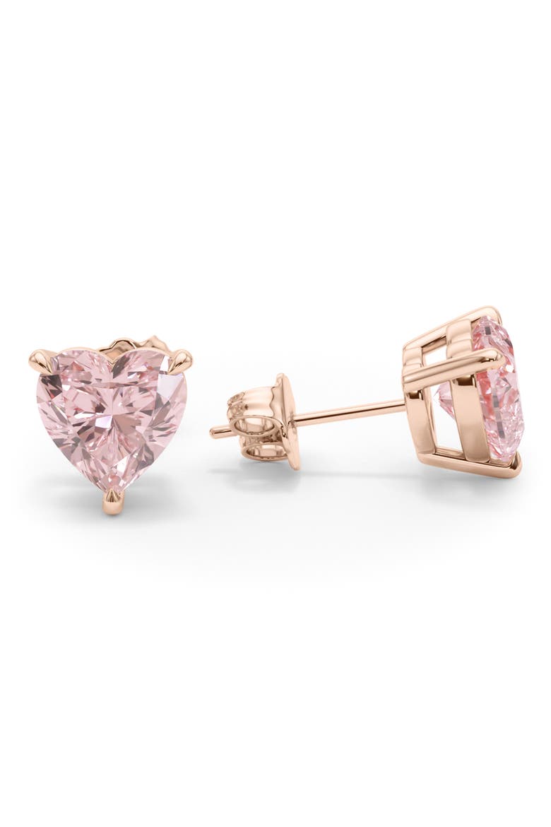 Pink Lab Created Diamond Stud Earrings, Alternate, color, 18K ROSE GOLD