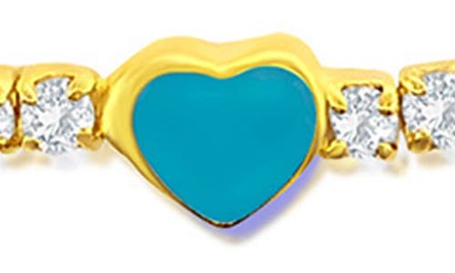 Simona Enamel Heart Cubic Zirconia Tennis Anklet In Gold