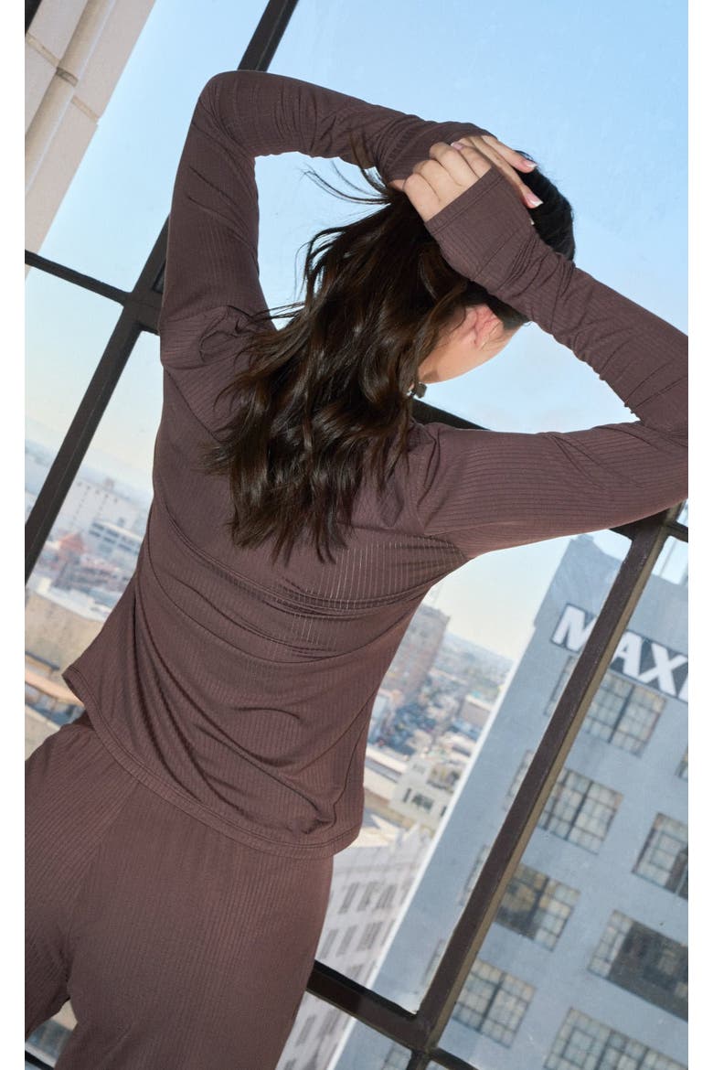 Float Rib Henley Top, Alternate, color, Cocoa