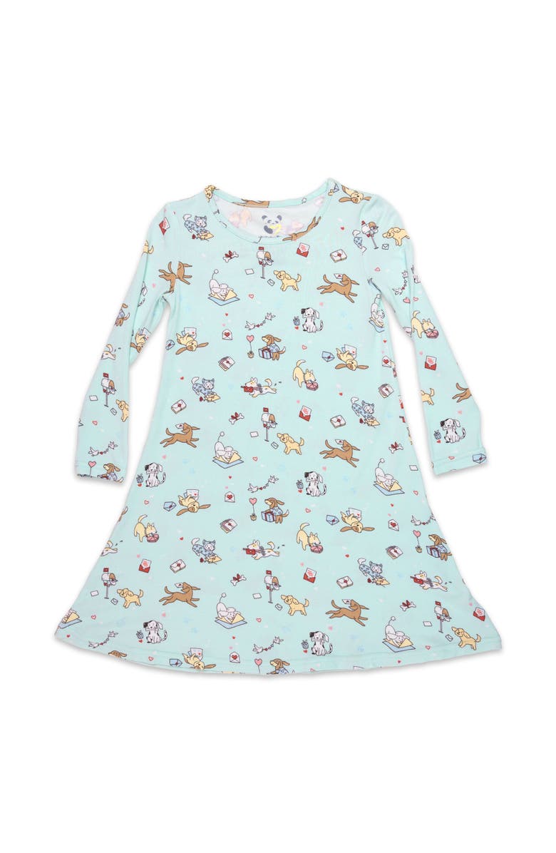 Bellabu Bear Kids' Puppy Love Long Sleeve Dress, Main, color, Puppy Love