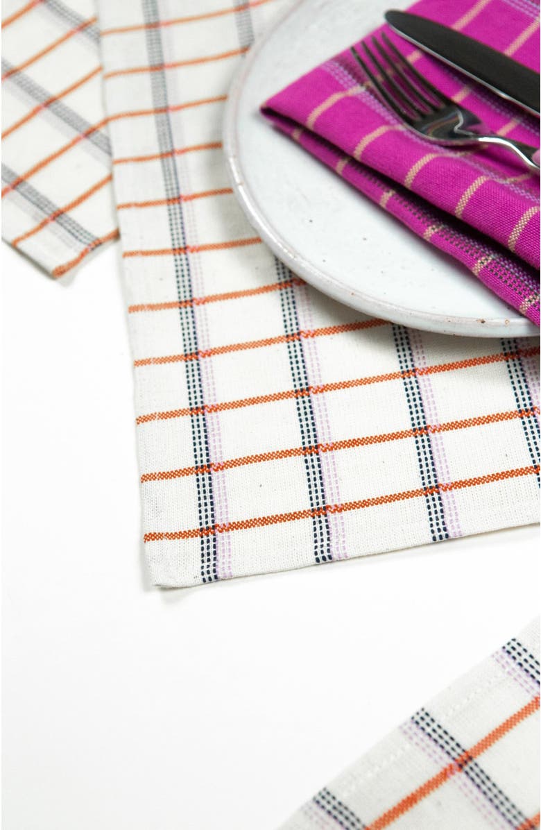 Archive New York San Lucas White and Orange Handwoven Cotton Placemats, Set of 4, Alternate, color, White