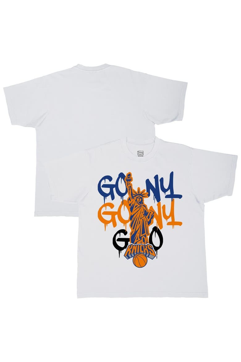 Unisex Stadium Essentials  White New York Knicks Oversized Go NY Go T-Shirt, Main, color, White