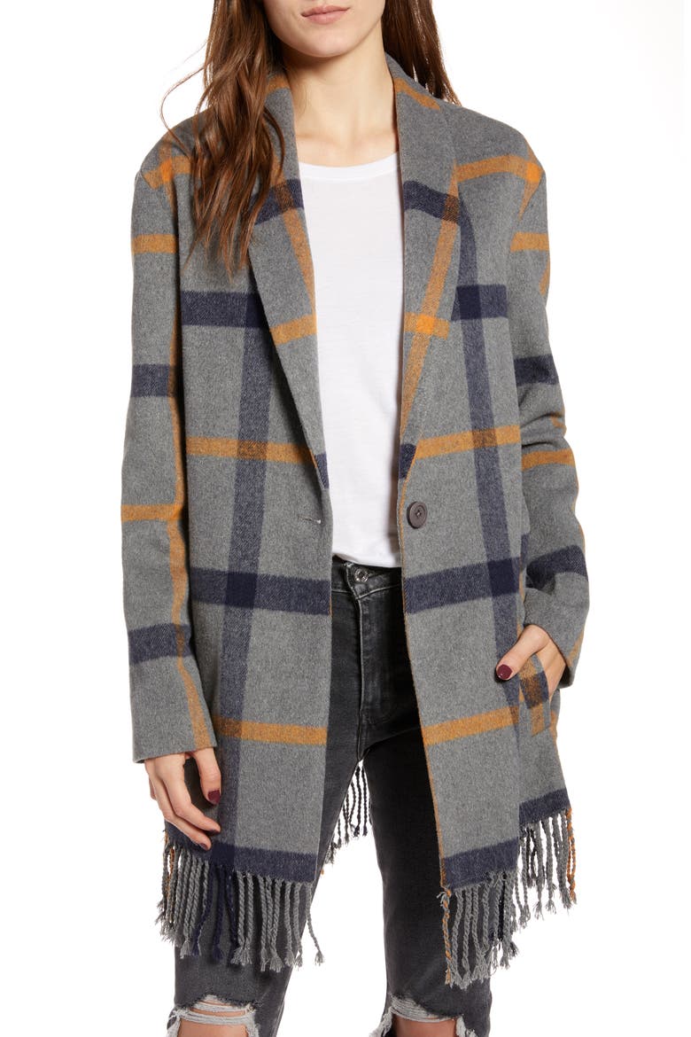 BB Dakota Elementary Plaid Coat, Main, color, CHARCOAL