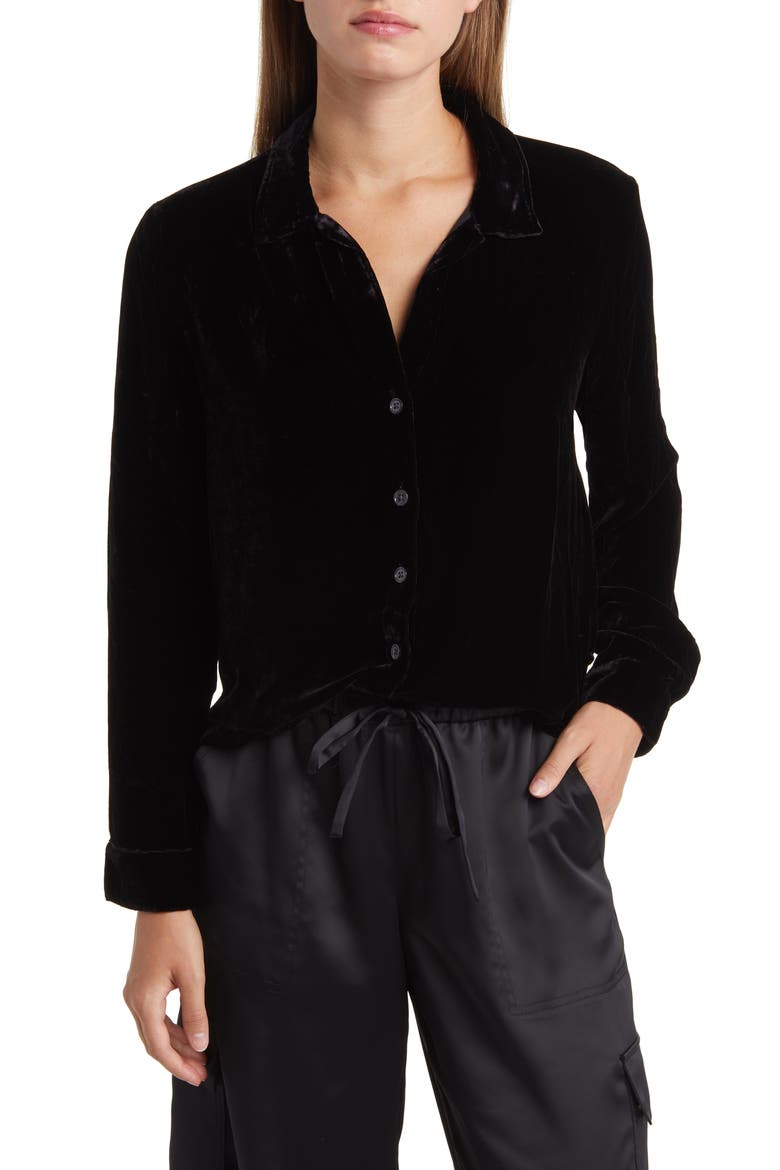 Velvet Shirt, Main, color, BLACK