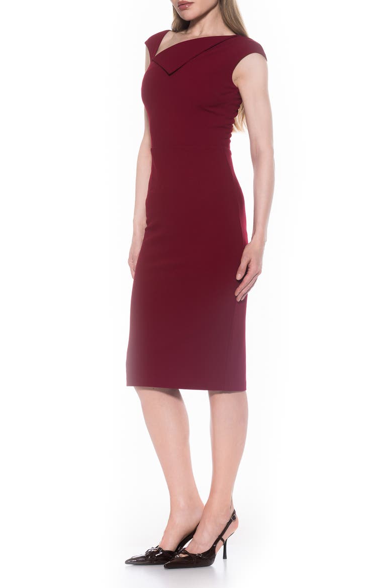 Destiny Cap Sleeve Midi Sheath Dress, Alternate, color, BURGUNDY