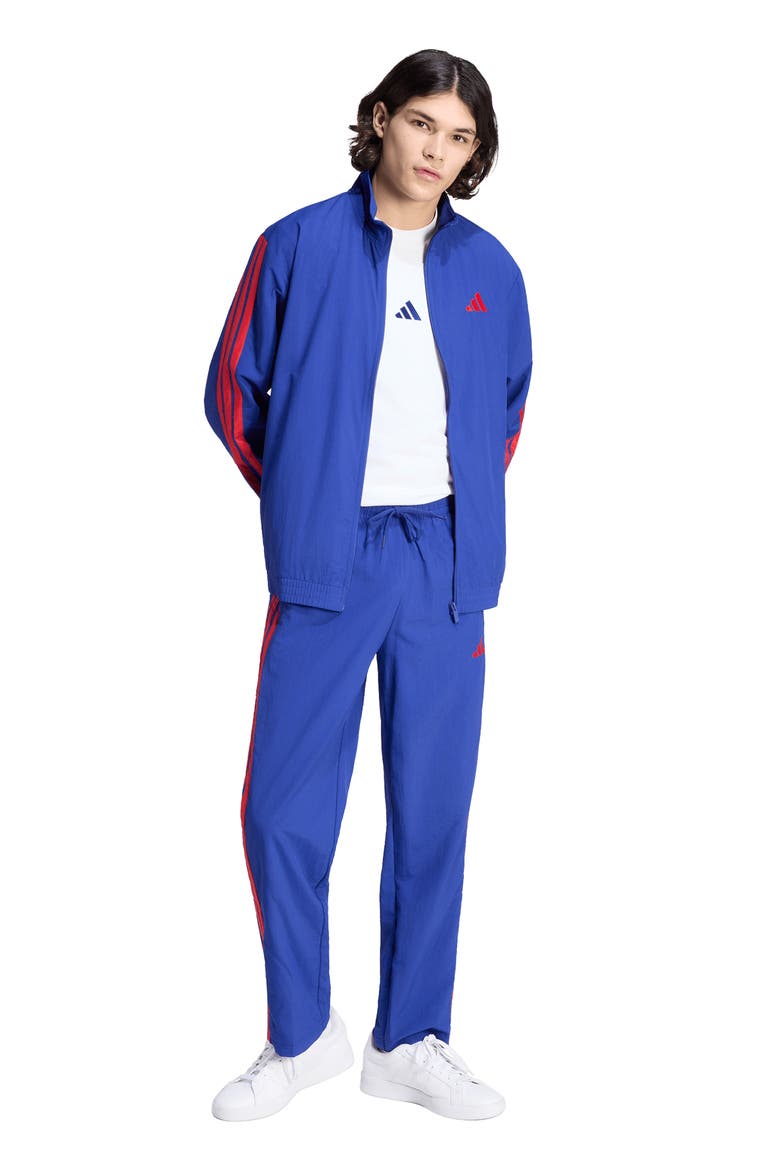 Essentials 3-Stripes Track Long Pants, Alternate, color, INK/ RUBY/ RUBY/ RUBY