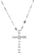 LANA 14K Gold Baguette Diamond Cross Pendant Necklace