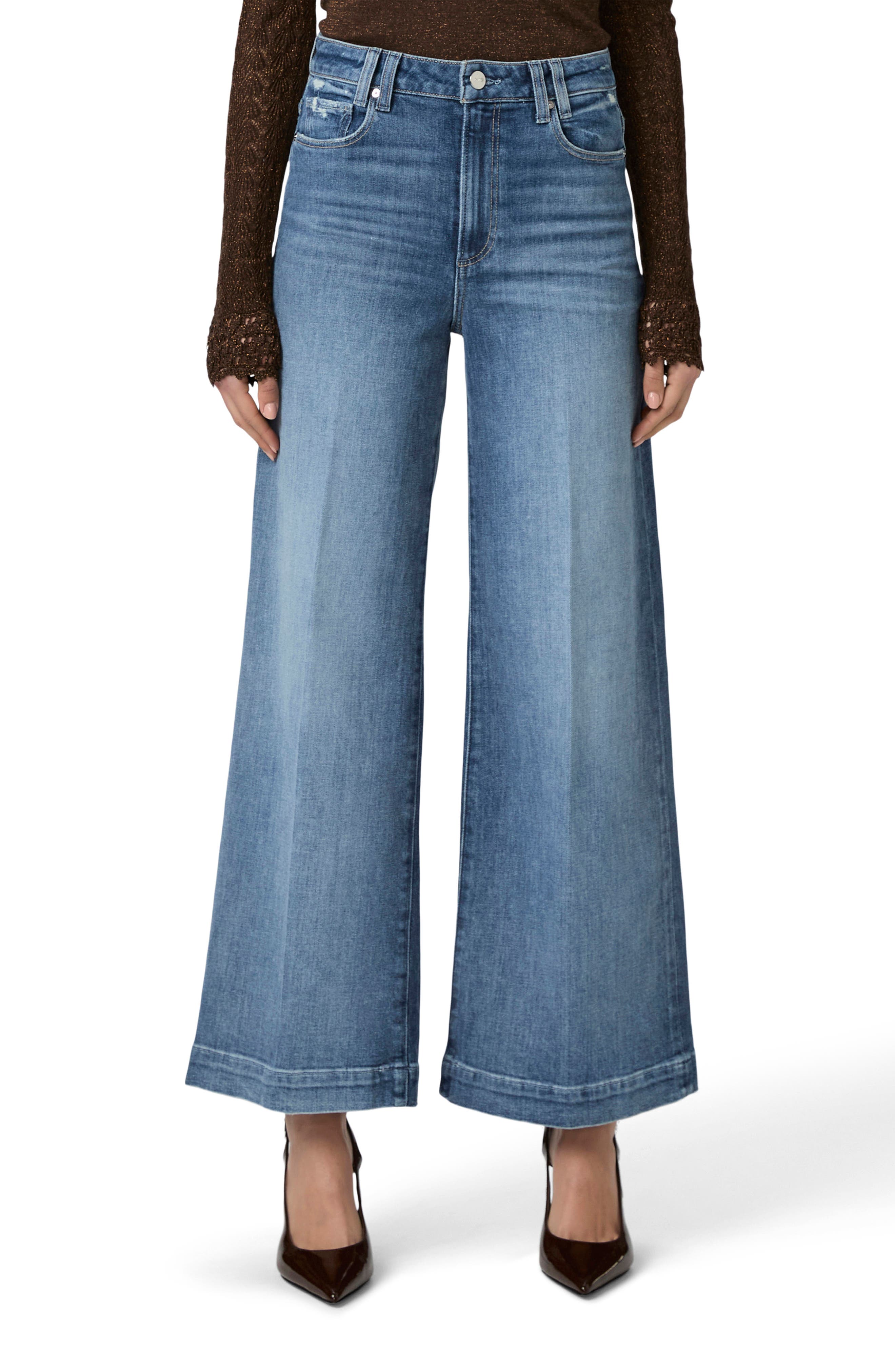 PAIGE Harper Creased High Waist Wide Leg Jeans