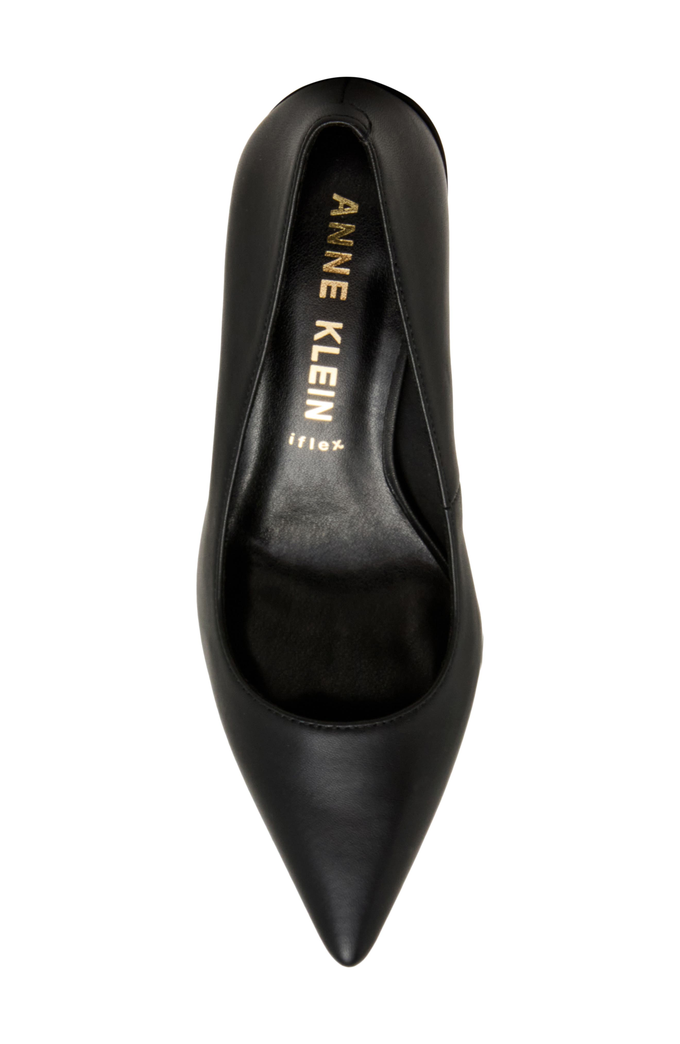 Anne Klein Relena Pointed Toe Pump, Alternate, color, Black Leather