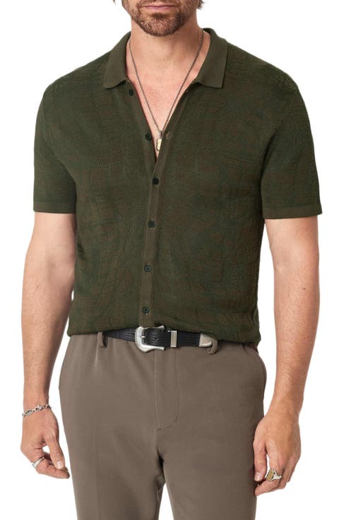 Cayden Jacquard Short Sleeve Full Button Cardigan