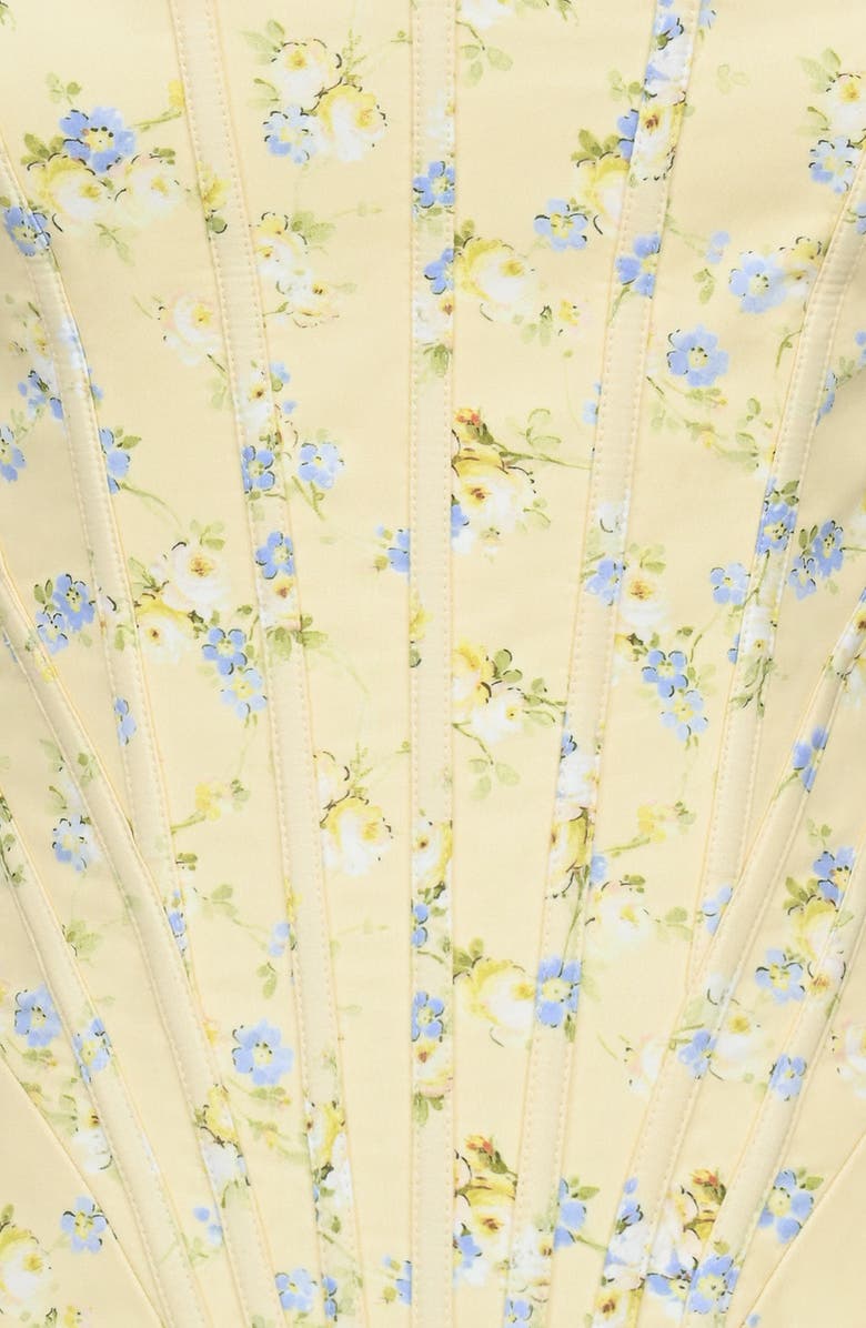 HOUSE OF CB Cadie Lemon Floral Stretch Cotton Corset Top, Alternate, color, Lemon Floral