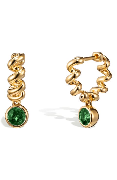 Slinkee Emerald Drop Hoop Earrings