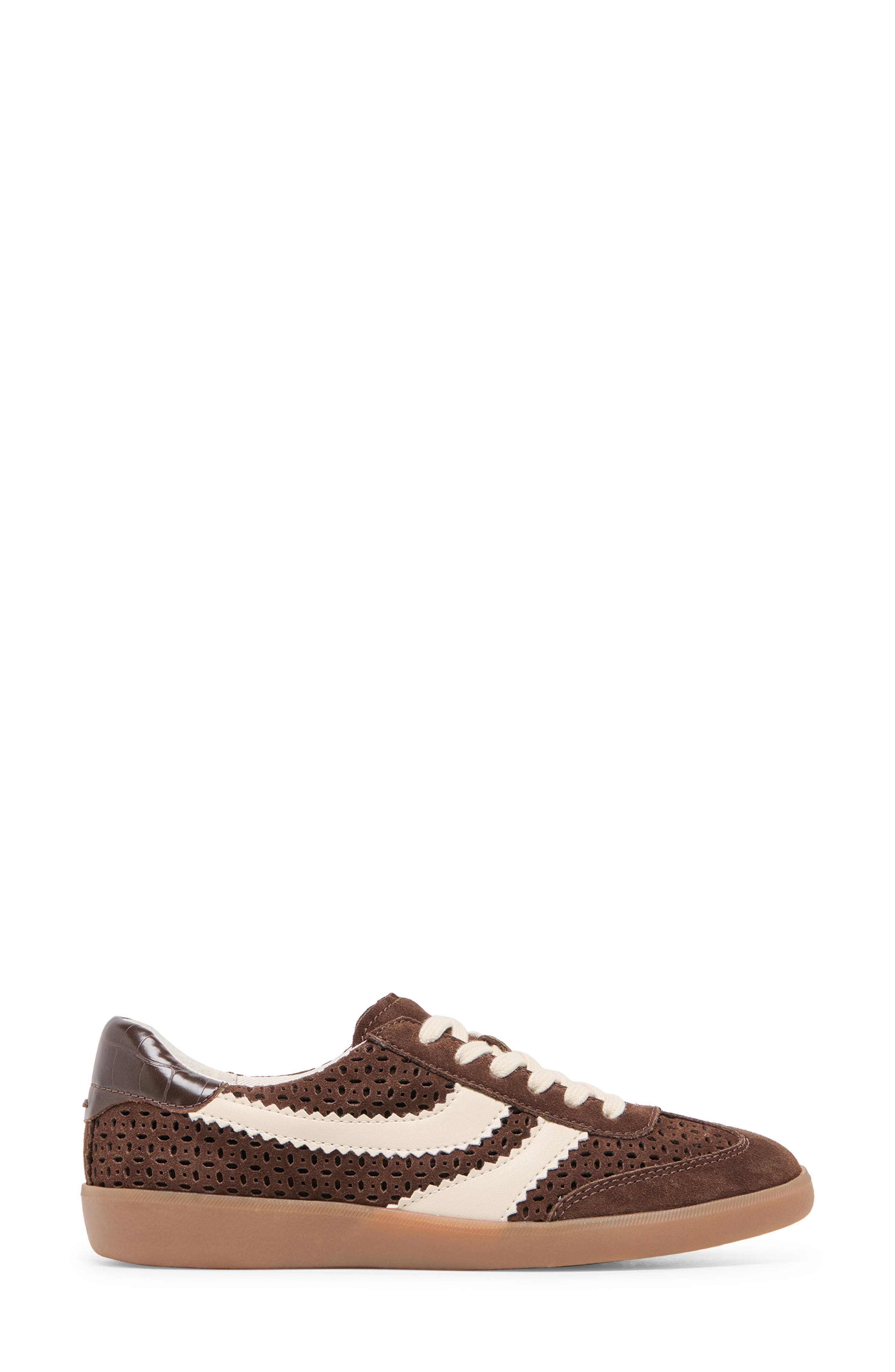Merit Perforated Sneaker, Alternate, color, DARK BROWN SUEDE