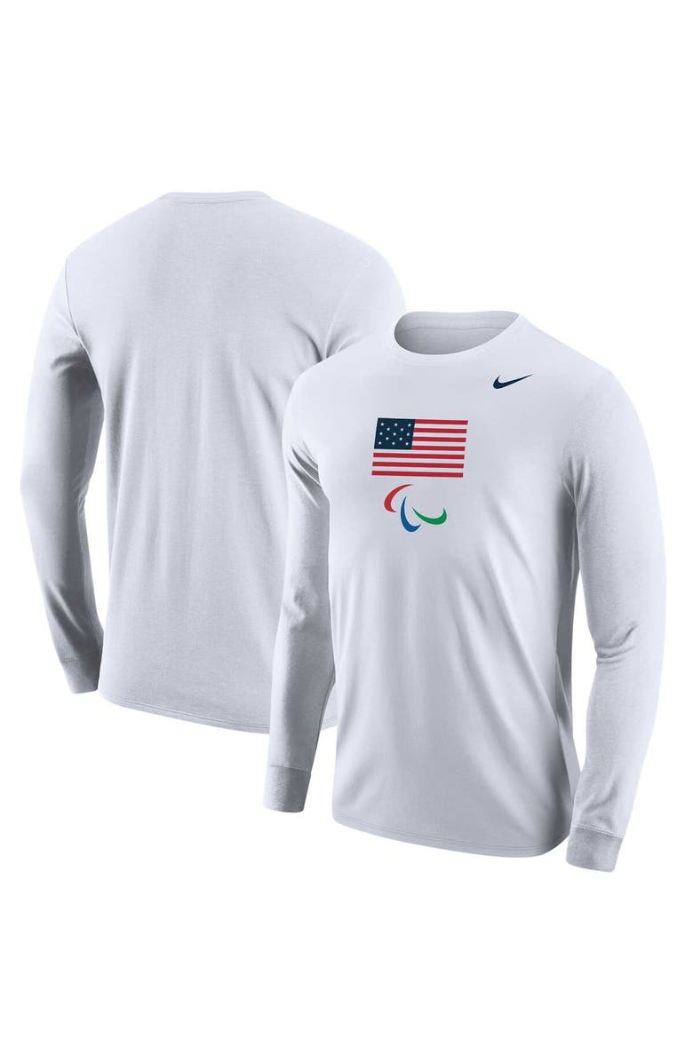 Nike Men's Nike White Team USA Paralympic Core Long Sleeve T-Shirt, Main, color,