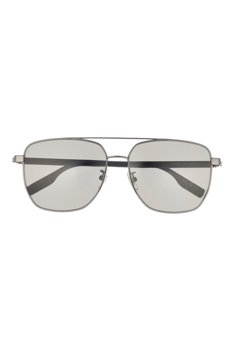 61mm Aviator Sunglasses, Main, color, RUTHENIUM GREY GREY