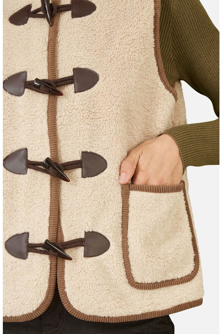 Faux Leather Button Detail Gilet, Alternate, color, Cream