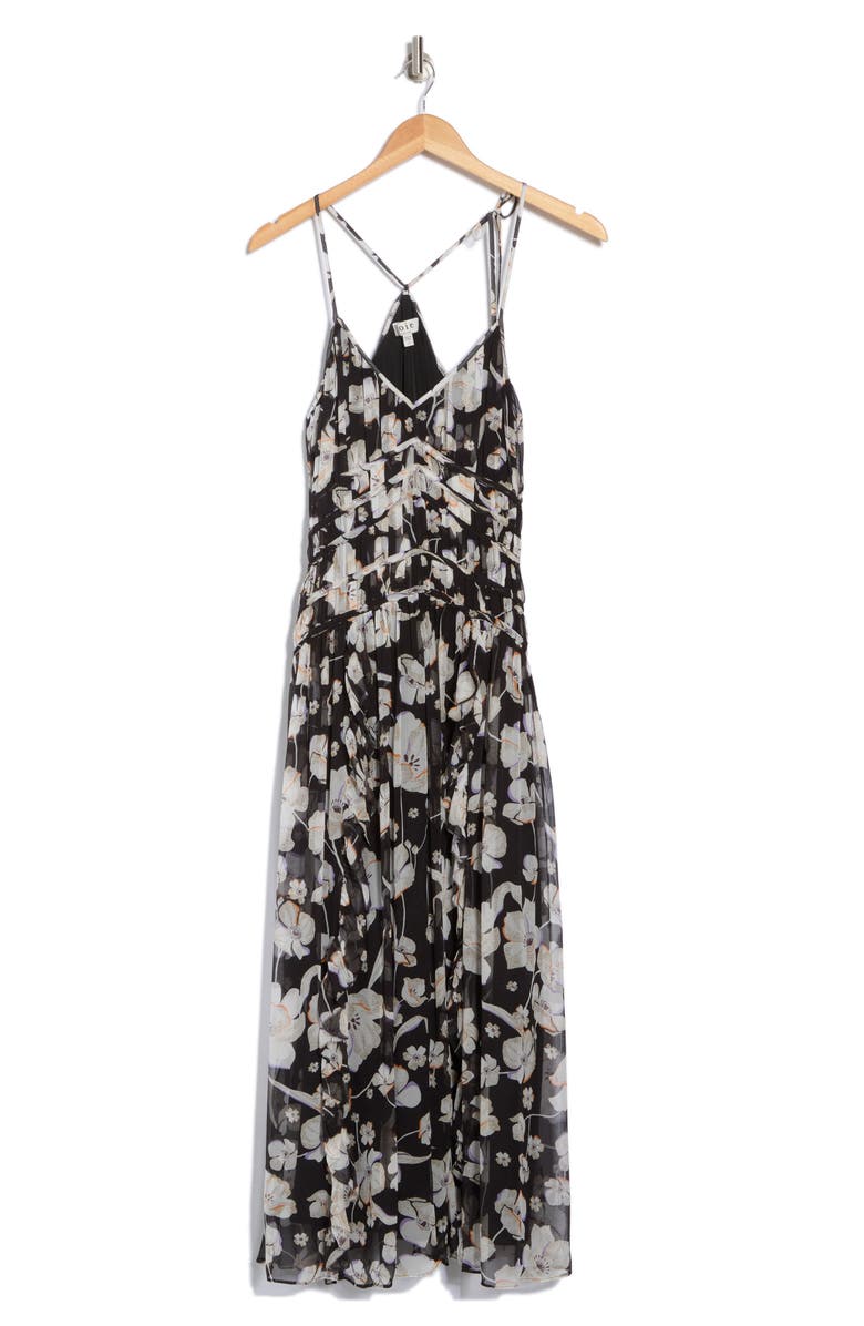 Joie Lyall Shirred Silk Gown, Alternate, color, Caviar Multi