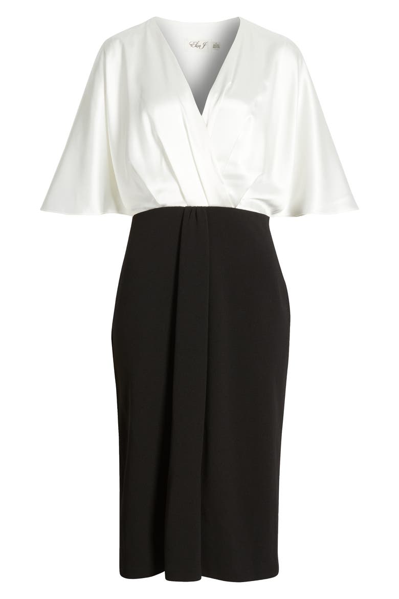 Flutter Sleeve Midi Dress, Alternate, color, BLACK IVORY