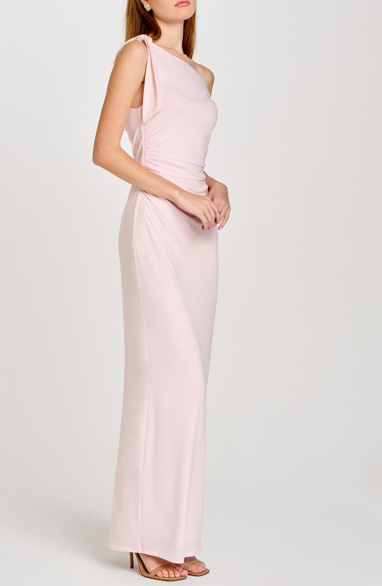 WAYF Say Less Ruched One-Shoulder Maxi Dress, Alternate, color, Baby Pink