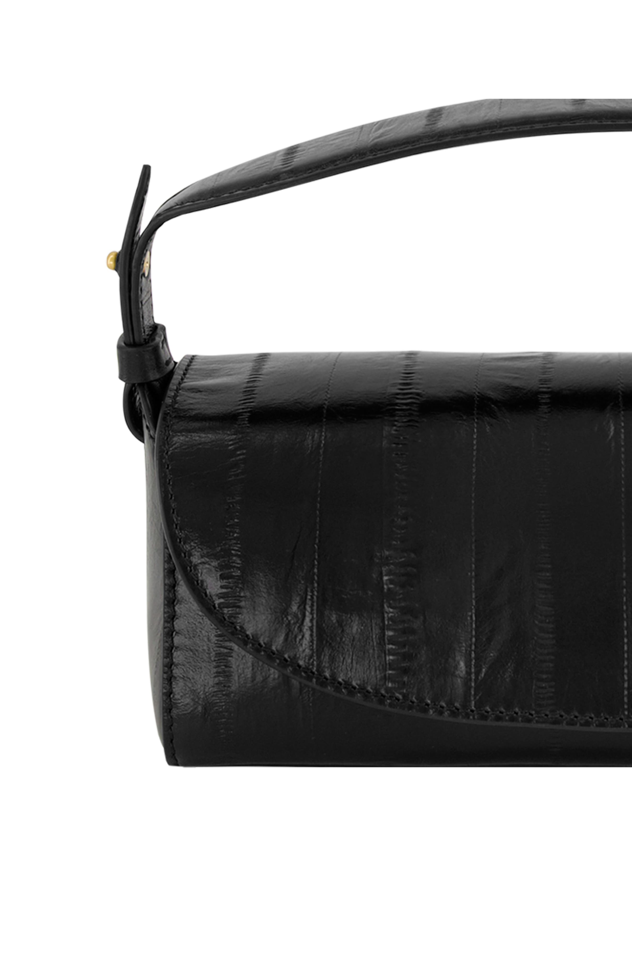 Vince Mini Sabrina Eel Embossed Leather Top Handle Bag, Alternate, color, Black