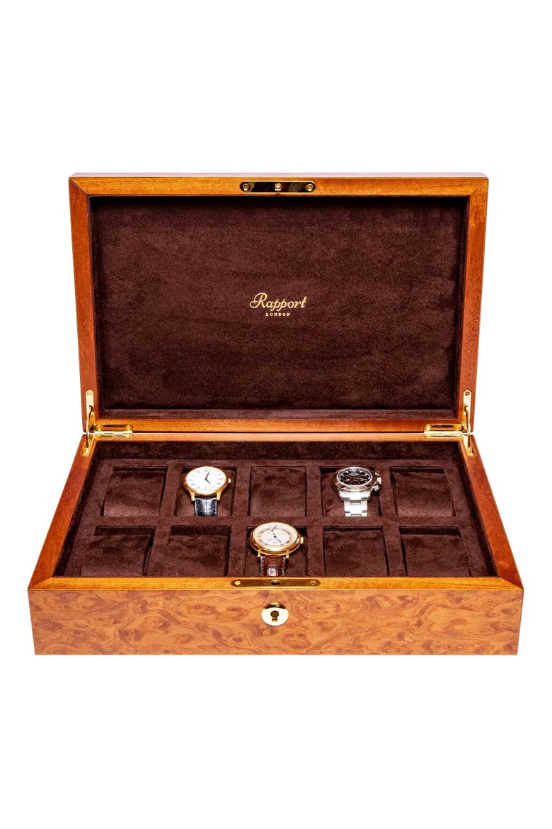 HERITAGE TEN WATCH BOX, Main, color, Burr Walnut