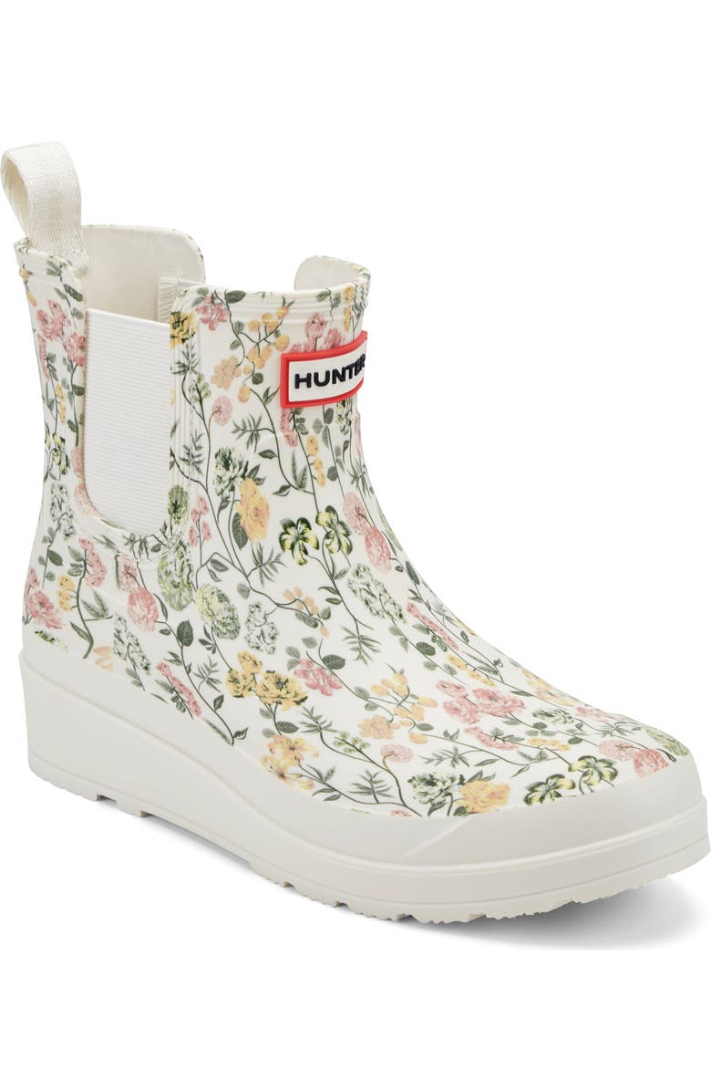 Hunter Tabitha Floral Rain Boot, Main, color, Ivory