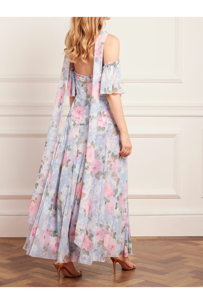 Camille's Garden Halter Neck Ankle Gown, Alternate, color, Skylight