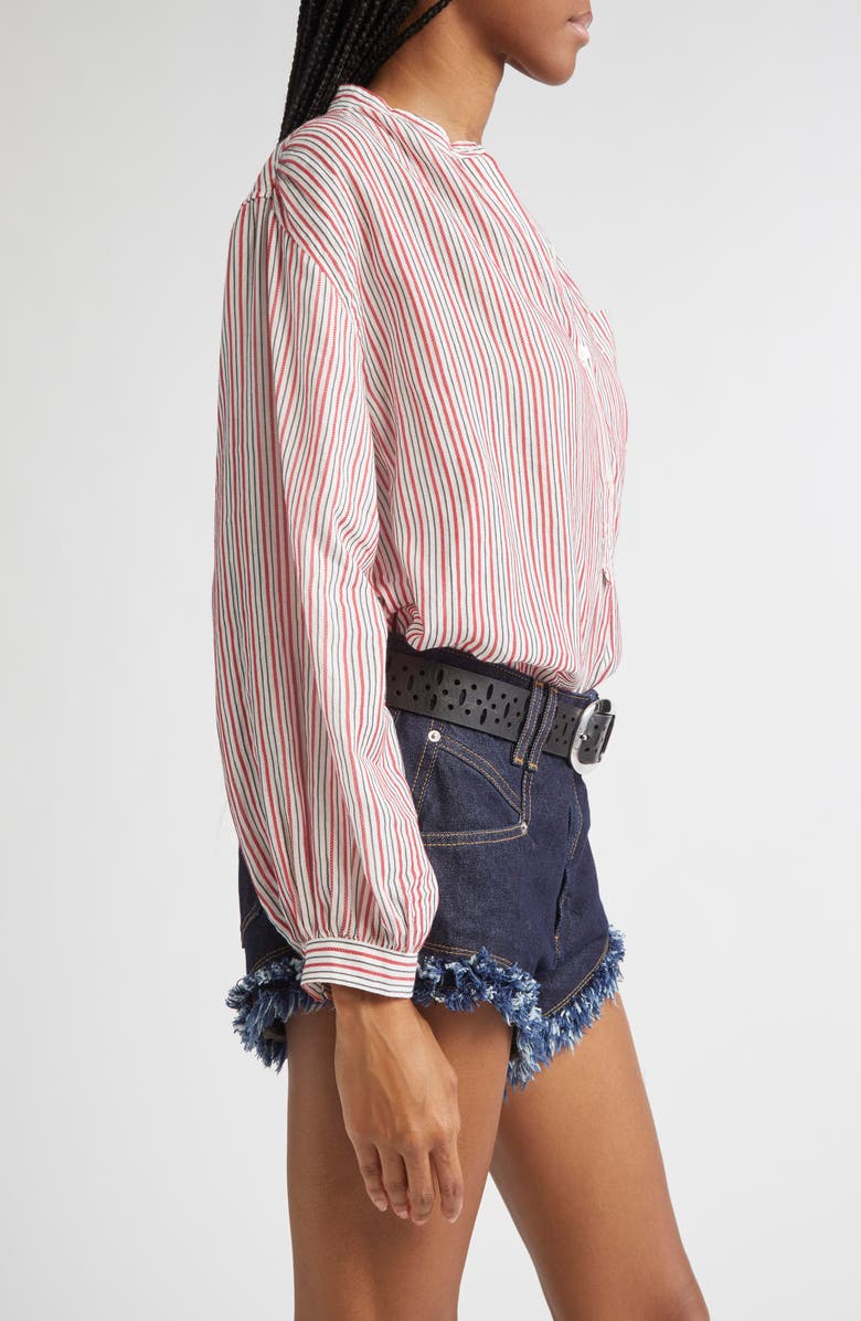 Isabel Marant Étoile Sapha Long Sleeve Stripe Button-Up Shirt, Alternate, color, Ecru/ Red