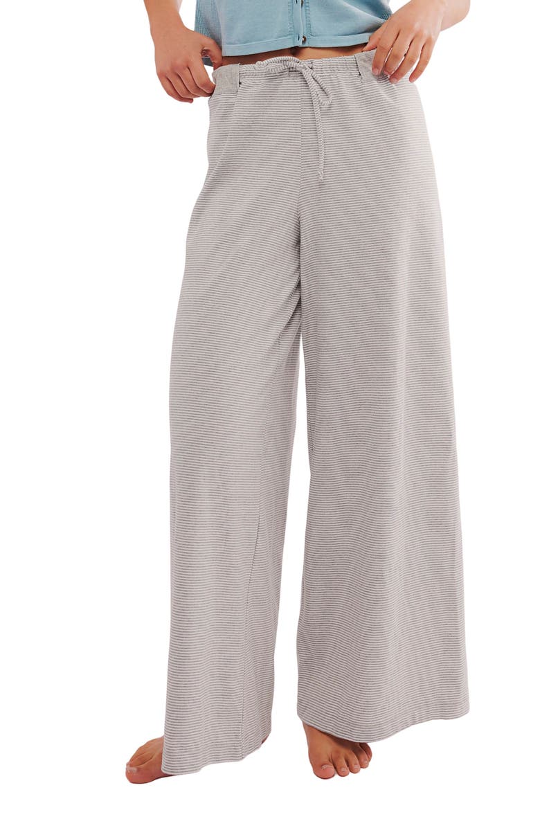 Free People Out and About Stripe Knit Wide Leg Pants, Main, color, Grey