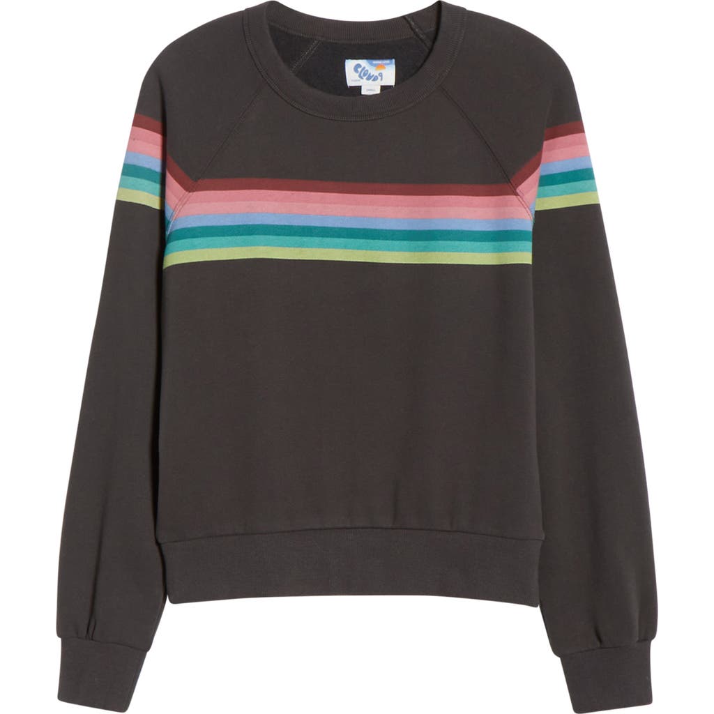 Marine Layer Cloud 9 Stripe Cotton Blend Sweatshirt In Black