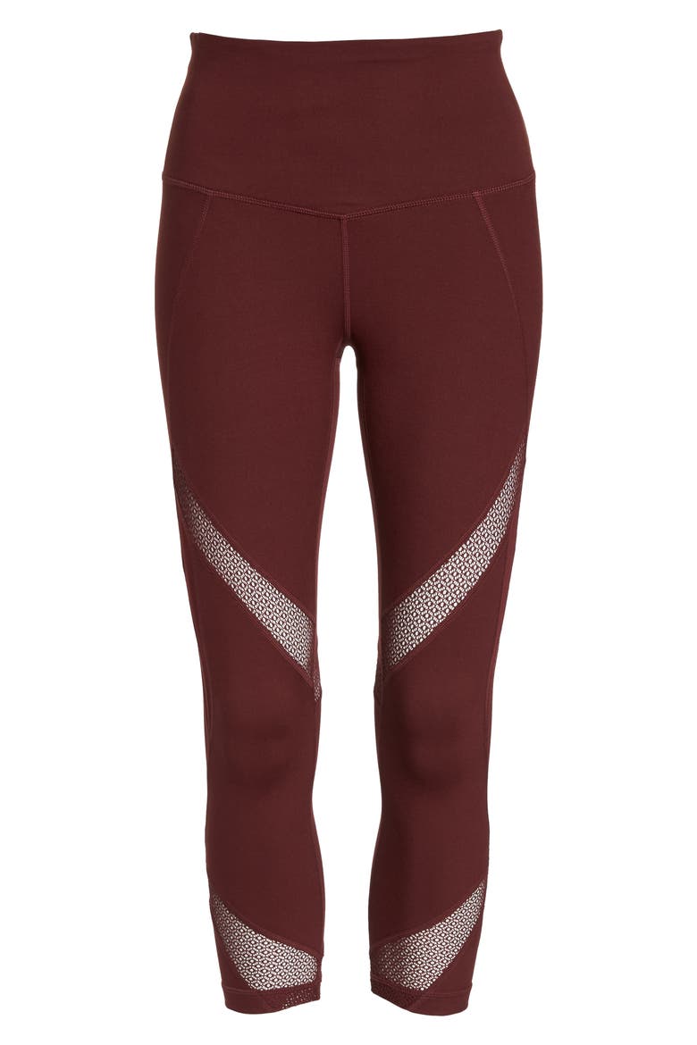 Moroccan High Waist Crop Leggings, Alternate, color, RED TANNIN