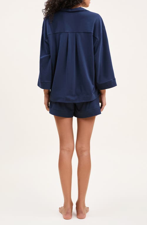 Petite Plume Olivia Pima Cotton Short Pajamas In Blue