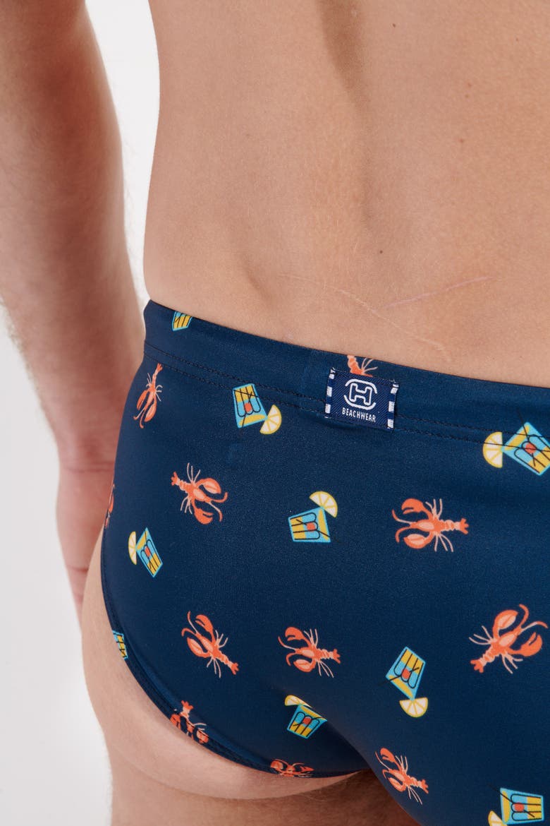 Beach Club Swim Mini Brief, Alternate, color, Navy Print