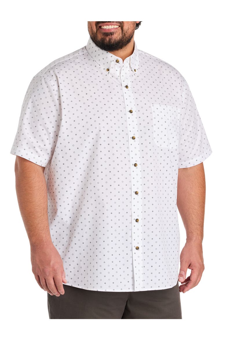 Big & Tall Easy-Care Dot Print Sport Shirt, Main, color, WHITE