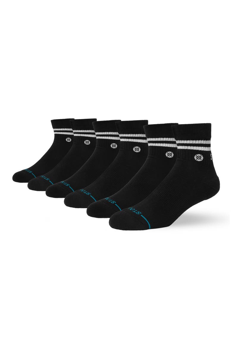 Core 6-Pack Quarter Socks, Alternate, color, BLACK