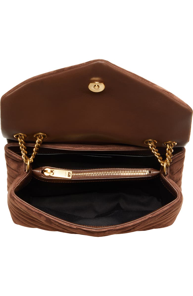 Saint Laurent Small Lou Suede Crossbody Bag, Alternate, color, Brown Coffee