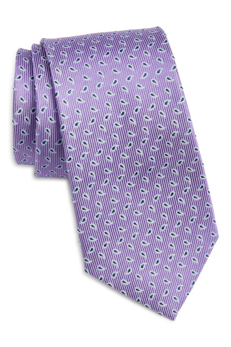 Paisley Silk Tie, Main, color, PURPLE