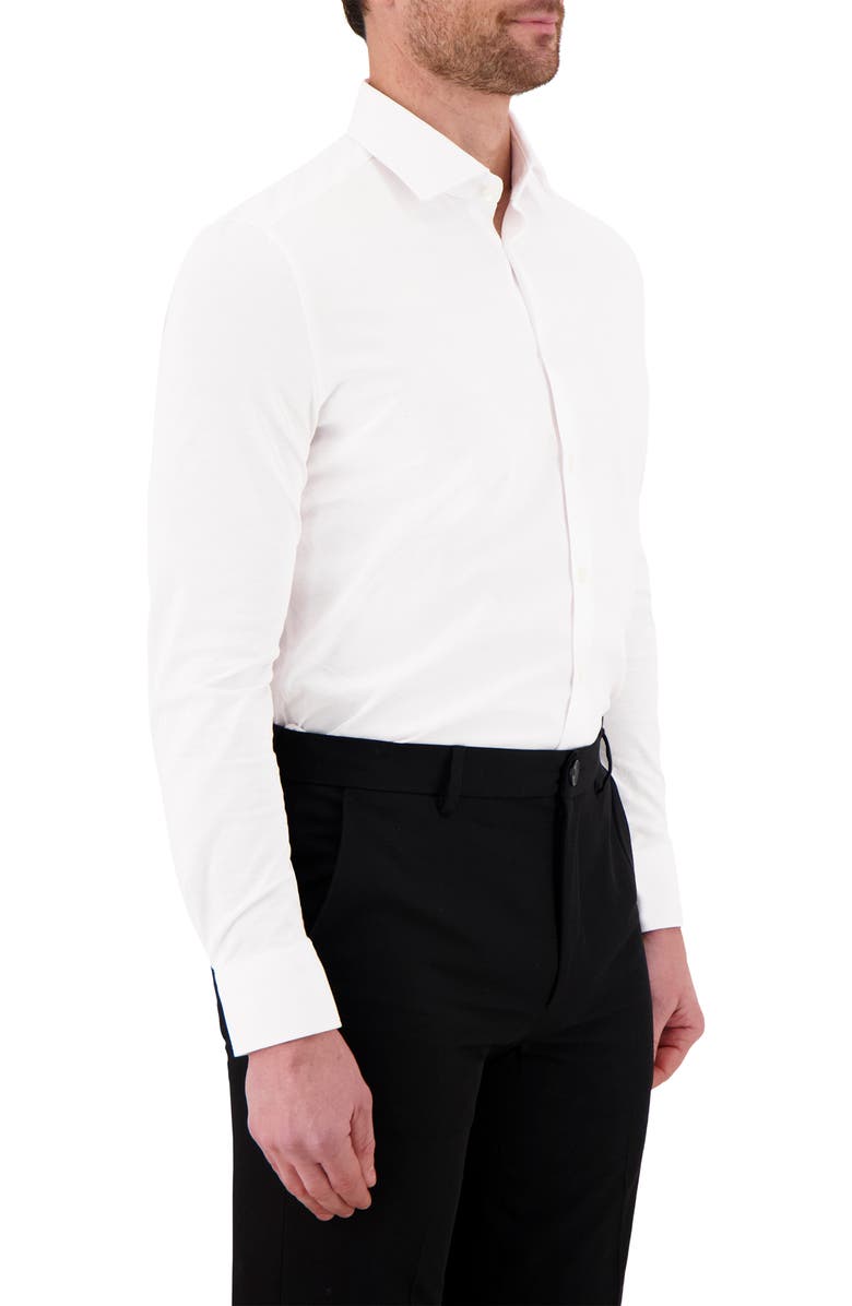 Victor Emmanuel Modern Fit Herringbone Print Comfort Stretch Knit Dress Shirt, Alternate, color, 