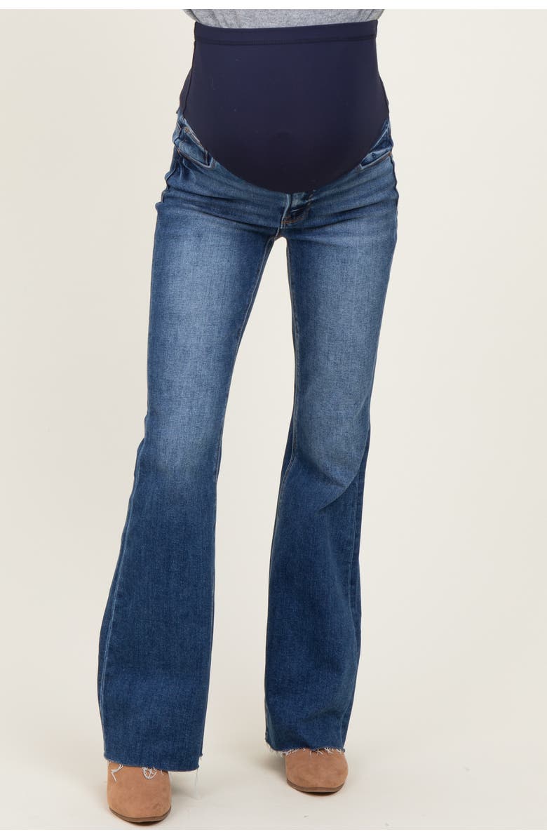 PinkBlush Raw Hem Maternity Flare Jeans, Alternate, color, Navy Blue