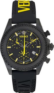 Versace Fornax Chronograph Silicone Strap Watch, 43mm