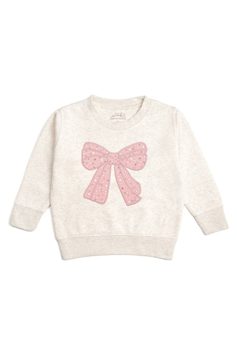 Rose Shimmer Bow Patch Sweatshirt (toddler, Little Kid & Big Kid), Main, color, Natural Heather
