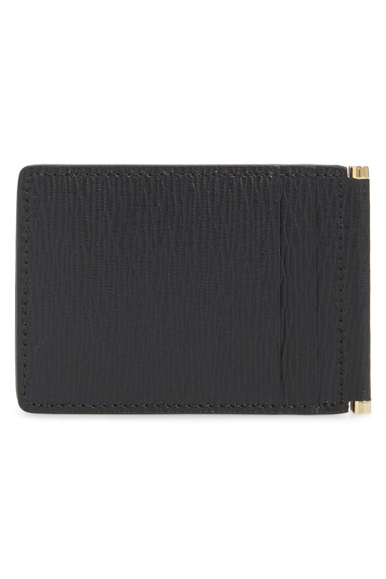 Salvatore Ferragamo Revival Leather Folding Card Case, Alternate, color, BLACK / BLACK