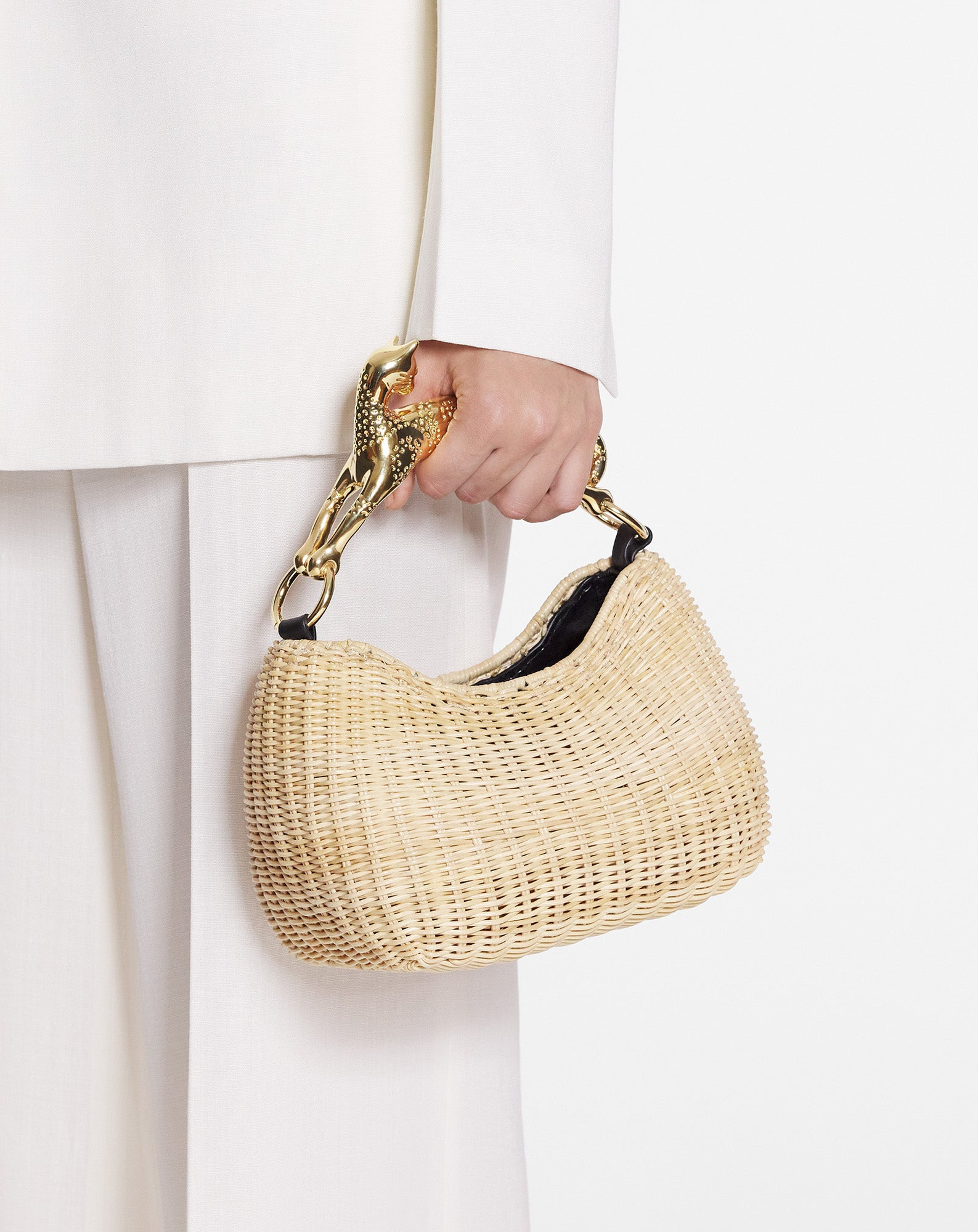 Lanvin Wicker Hobo Cat Bag Sm, Alternate, color, 