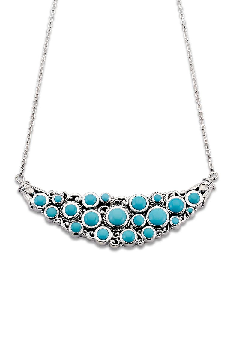 Sterling Silver Gemstone Bib Necklace, Main, color, TURQUOISE