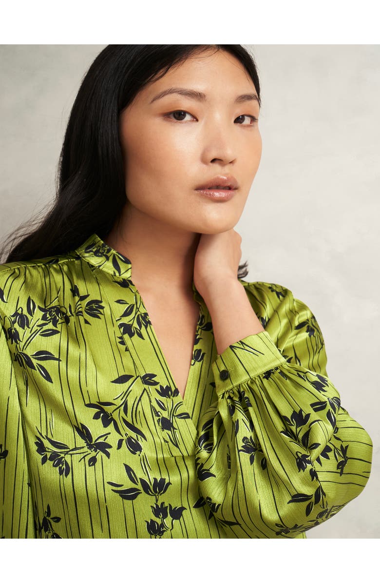 HOBBS LONDON Fara Blouse, Alternate, color, Green Navy